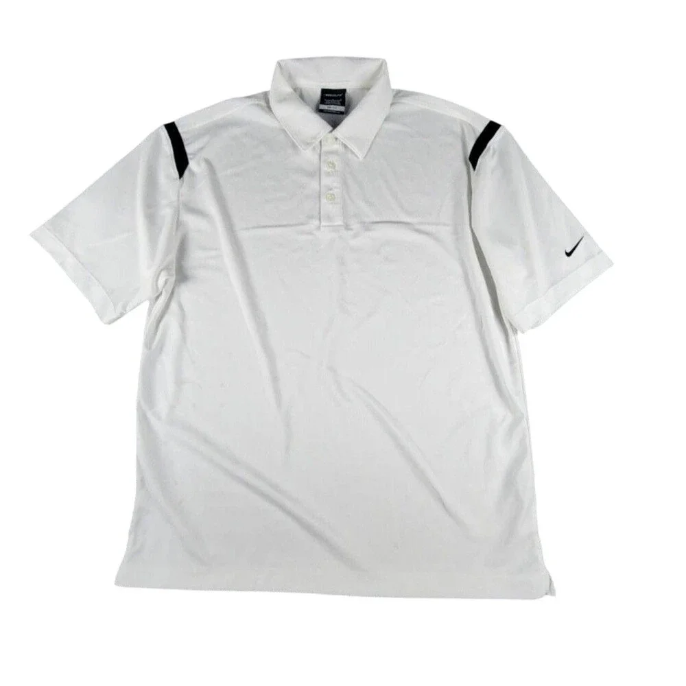 Nike Golf Dri-FIT Polo Shirt Mens Large White Short Sleeve Moisture Wicking